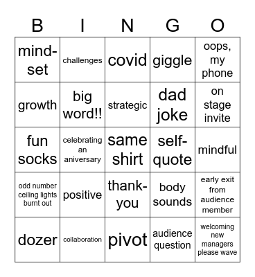 Buzz Word Bingo Card