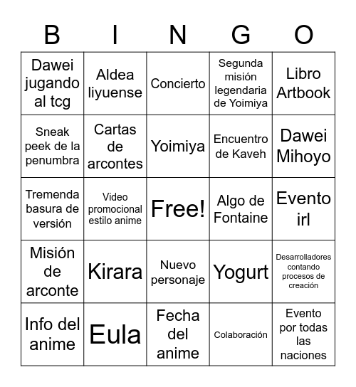 Untitled Bingo Card