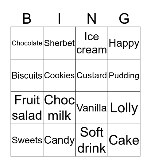Candy Shop Bingo Card