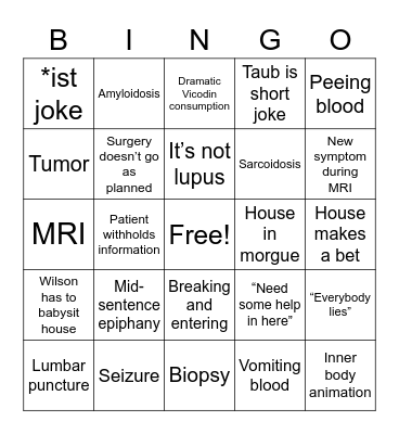 House MD Bingo Card