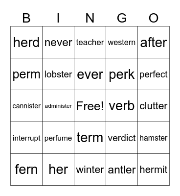 /er/ Bingo Card