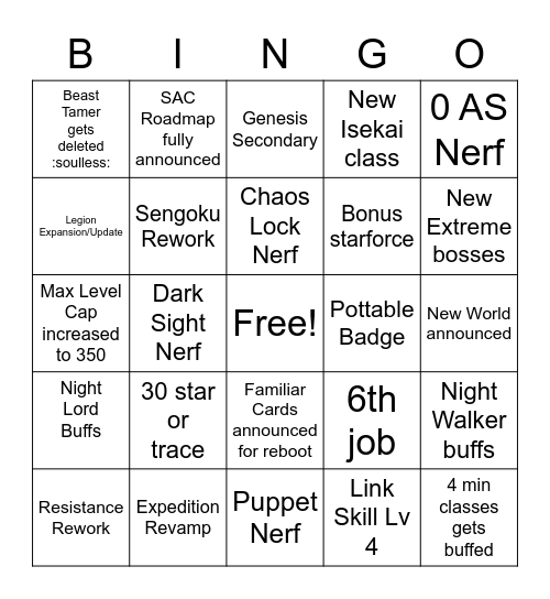 NEW AGE Bingo Card