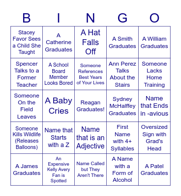 Graduation Bingo Card