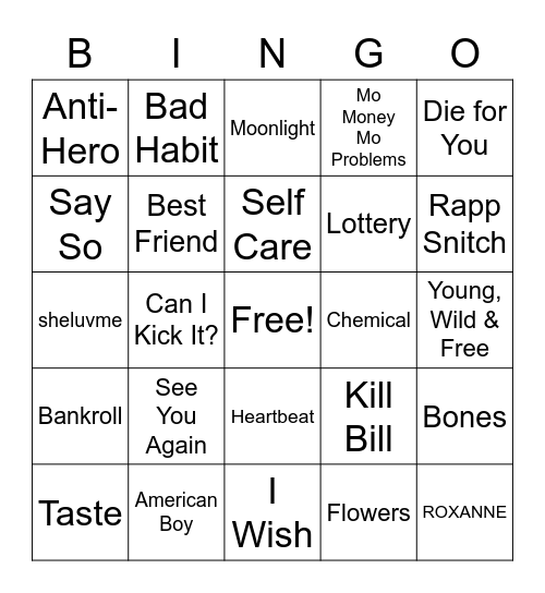 Song Bingo May 2023 Bingo Card