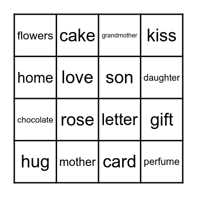 Mother's Day Bingo Card