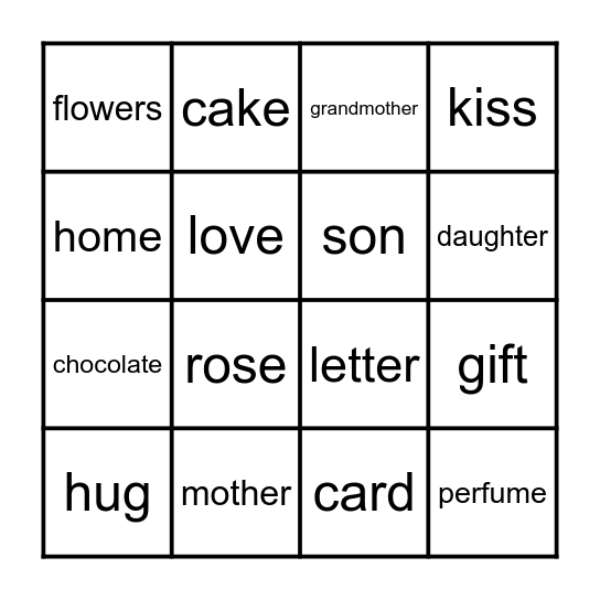 Mother's Day Bingo Card