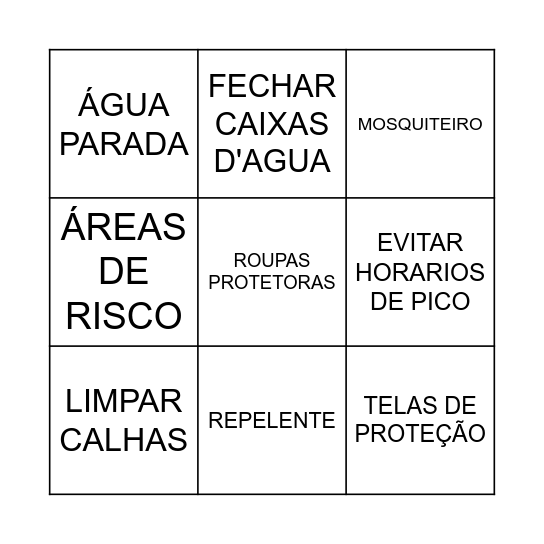 BINGO DA PREVENÇÃO Bingo Card