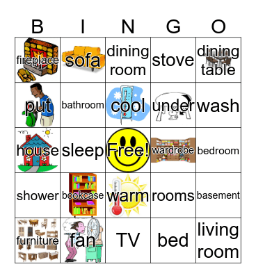 Rooms of the House (and Furniture) Bingo Card