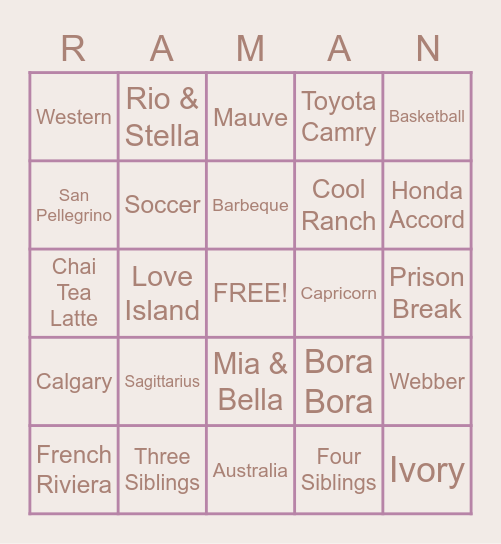 How well do you know the bride? Bingo Card