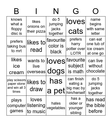 YOUTH GROUP 15 JAN Bingo Card