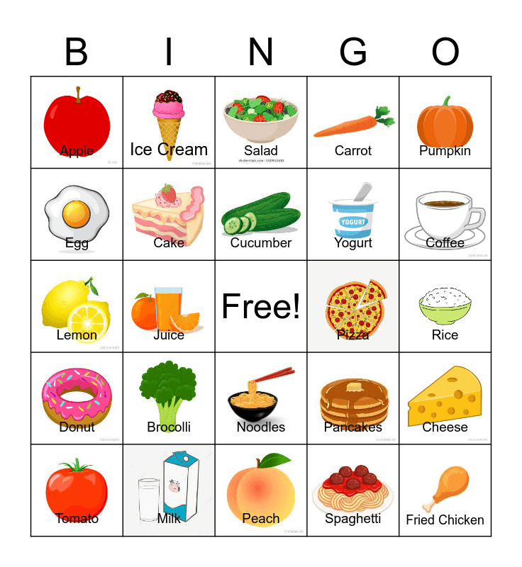 Food Bingo! Bingo Card