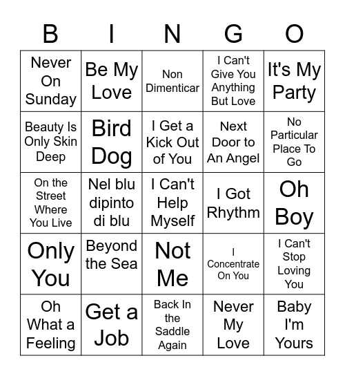 Music Bingo #17 - B-I-N-G-O Songs Bingo Card