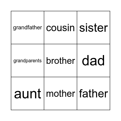 Family Bingo Card