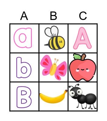 A - B Bingo Card