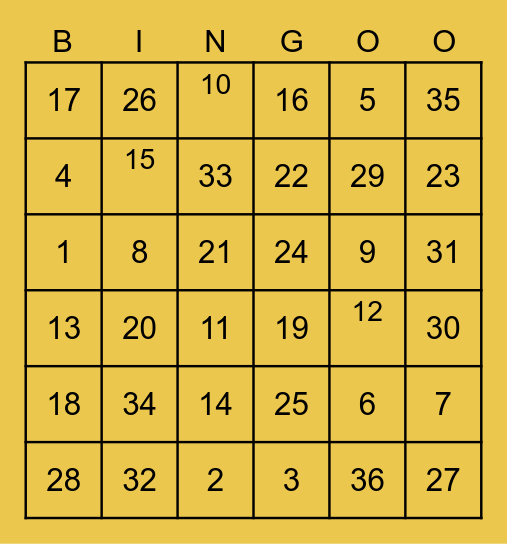 Old Person Bingo Card