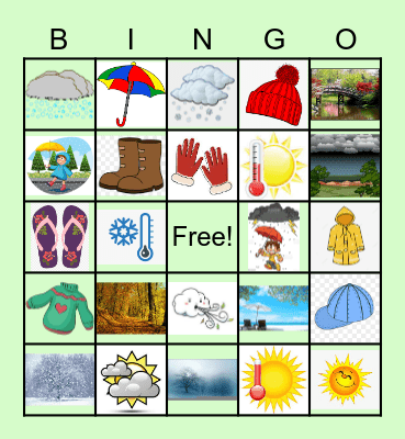WEATHER AND SEASONS Bingo Card