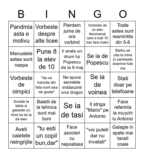 Ora de chimie Bingo Card