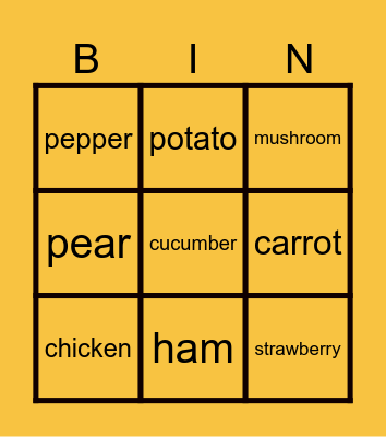 FOOD Bingo Card