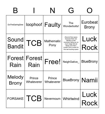 WCPC 2023 Musician Lineup Bingo Card