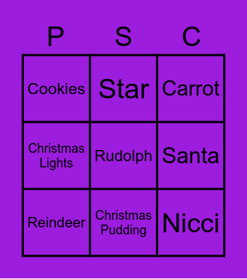 Sarah's Christmas Bingo Card