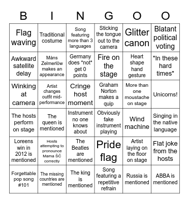 Eurovision-Bingo 2023 Bingo Card