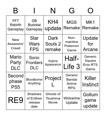 SGF and other shows 2023 Bingo Card