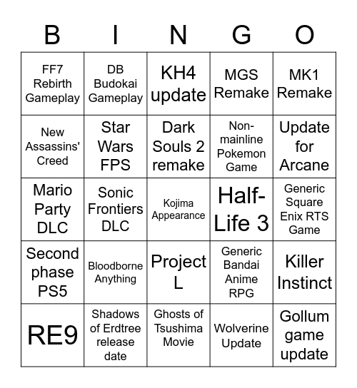 SGF and other shows 2023 Bingo Card