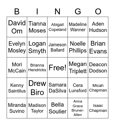 Senior Baby Bingo Card