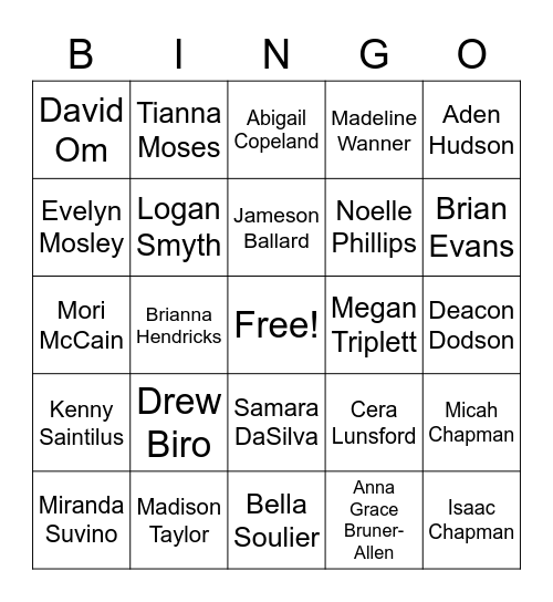 Senior Baby Bingo Card