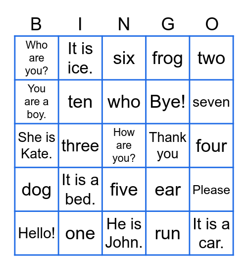 Puzzle English Bingo Card