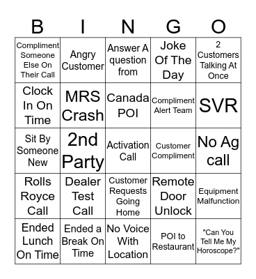 BMW Bingo Card