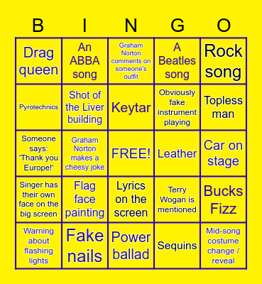 Eurovision Final - Liverpool 2023 Bingo Card