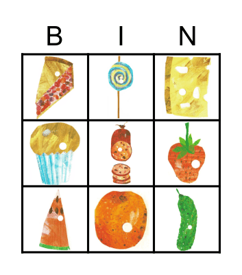 The Hungry Caterpillar Bingo Card