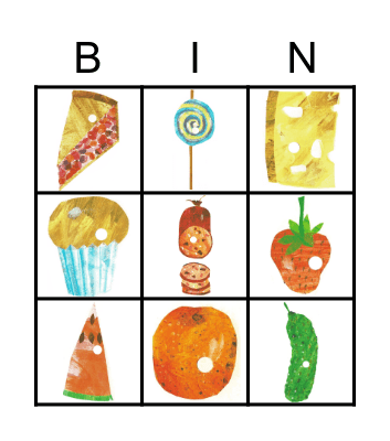 The Very Hungry Caterpillar Bingo Card