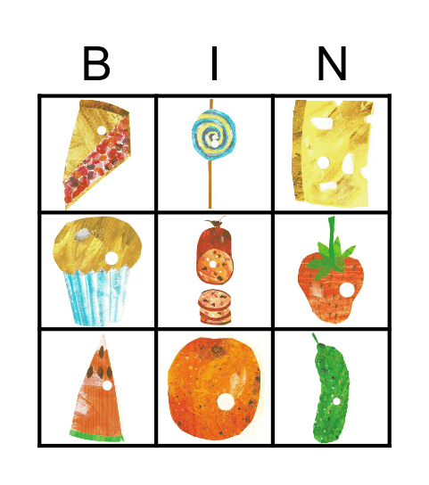 The Very Hungry Caterpillar Bingo Card