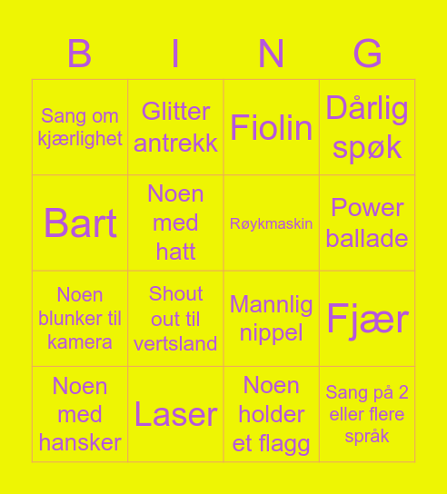 EurovisionFest Bingo Card