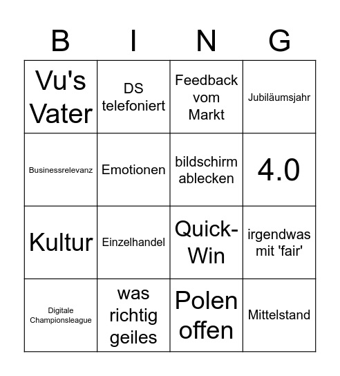 bingi Bingo Card