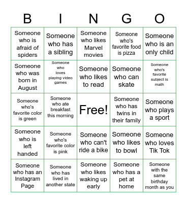 Pleased to meet you Bingo Card
