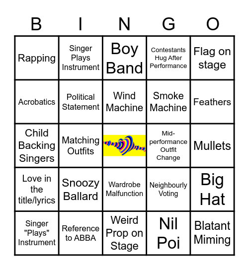 Eurovision Bingo! Bingo Card