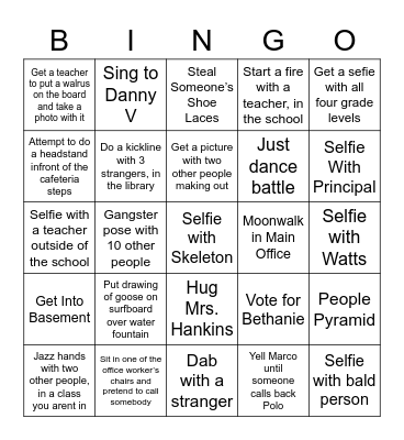Sophomore Bingo Card