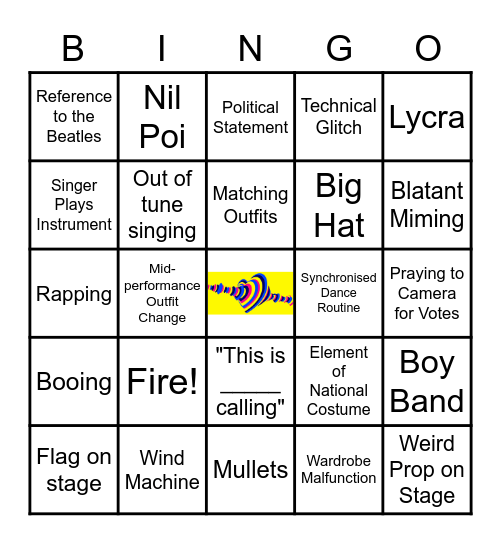 Eurovision Bingo! Bingo Card