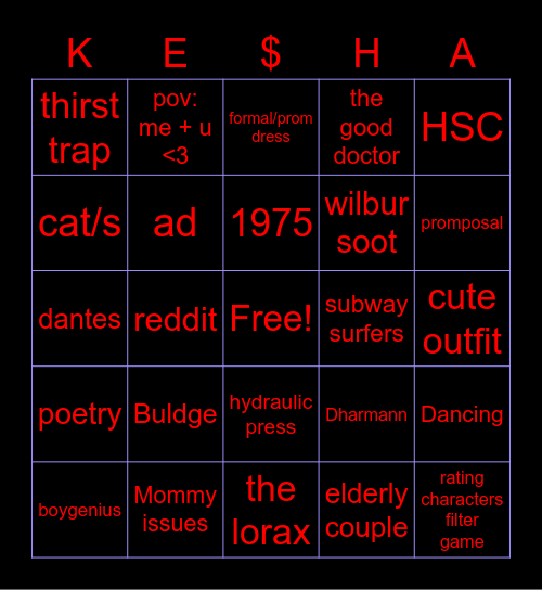 Keely's fyp Bingo Card