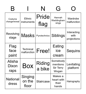 Eurovision 2023 Bingo Card