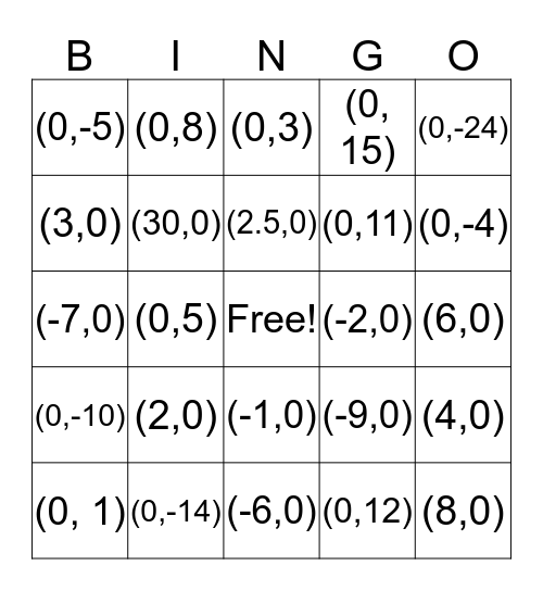 Intercept Bingo! Bingo Card