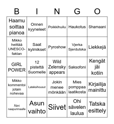 EUROVIISUT 2023 Bingo Card