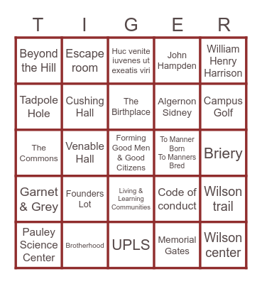 H-SC Bingo Card