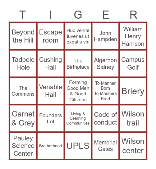 H-SC Bingo Card