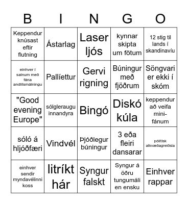 Eurovision 2023! Bingo Card