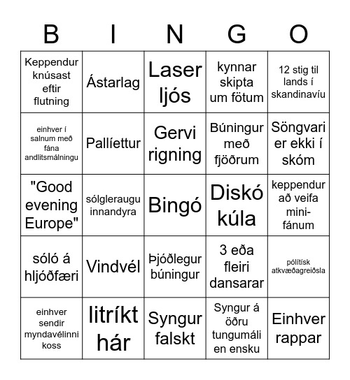 Eurovision 2023! Bingo Card
