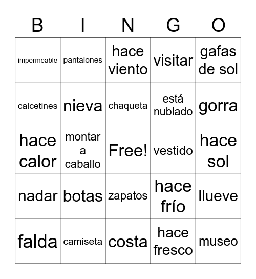 Spanish 1-2_p. 336-337 BINGO Card